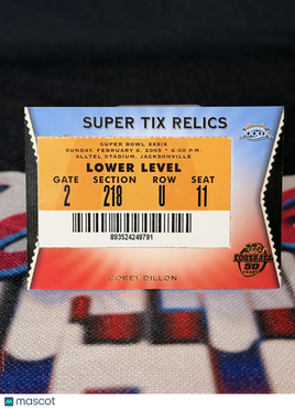 2005 Leaf Rookies & Stars Super Tix Relics Corey Dillon Ticket Relic