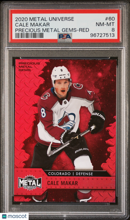 2020 Skybox Metal Universe Cale Makar Precious Metal Gems Red /100 PSA 8