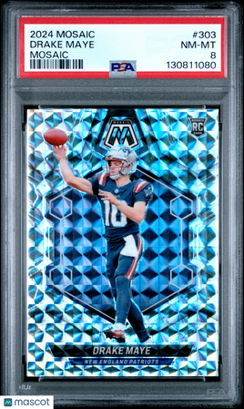 2024 Panini Mosaic Drake Maye Mosaic Rookie PSA 8