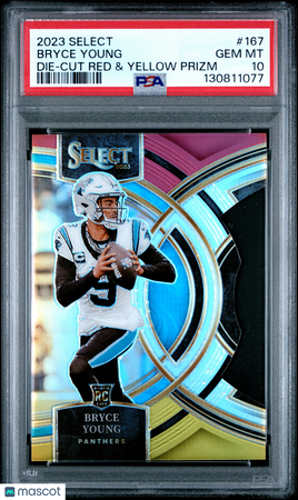 2023 Panini Select Bryce Young Die Cut Red & Yellow Prizm Rookie PSA 10