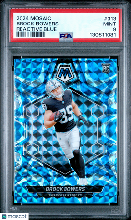 2024 Panini Mosaic Brock Bowers Reactive Blue PSA 9