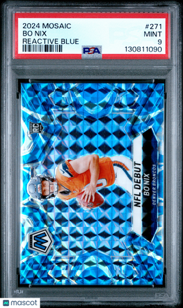 2024 Panini Mosaic Bo Nix Reactive Blue PSA 9