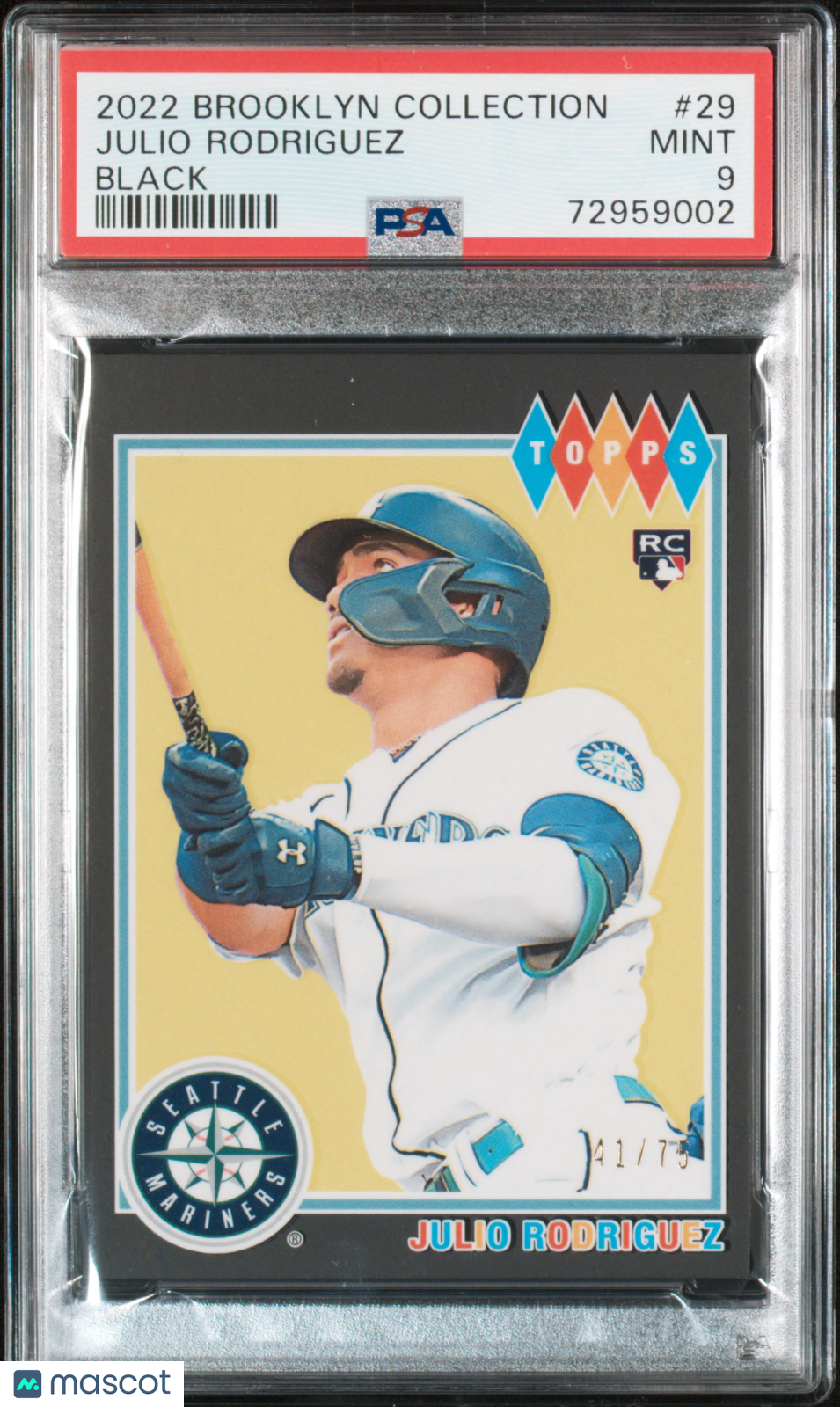 2022 Topps Brooklyn Collection Julio Rodriguez Black /75 PSA