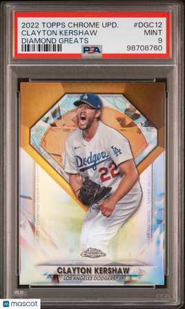 2022 Topps Chrome Update Diamond Greats Clayton Kershaw PSA 9