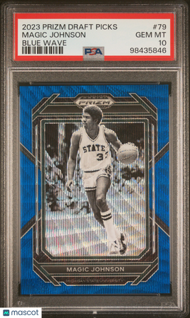 2023 Panini Prizm Draft Picks Magic Johnson Blue Wave /249 PSA 10