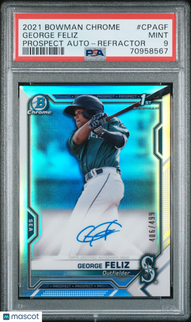 2021 Bowman Chrome Prospect Autographs George Feliz Refractor /499 PSA 9