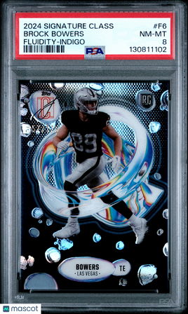 2024 Topps Signature Class Fluidity Brock Bowers Indigo Rookie 157/175 PSA 8