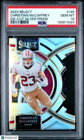2023 Panini Select Christian Mccaffrey Die Cut Silver Prizm PSA 10