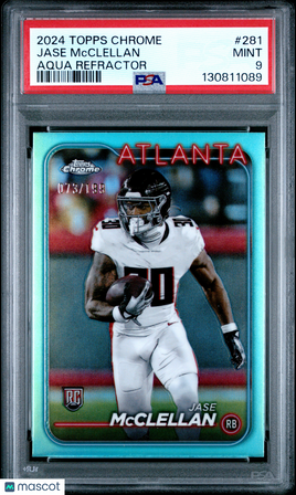 2024 Topps Chrome Jase Mcclellan Aqua Refractor Rookie 073/199 PSA 9