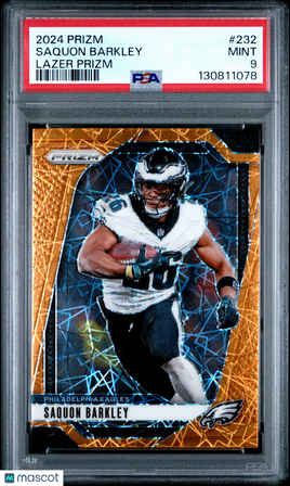 2024 Panini Prizm Saquon Barkley Orange Lazer PSA 9