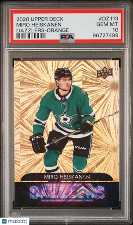 2020 Upper Deck Dazzlers Miro Heiskanen Dazzlers Orange PSA 10