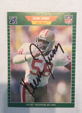 1989 Pro Set Keena Turner #385 49ers Autographed