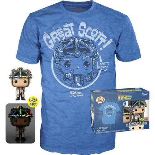 Funko Pop and T-Shirt Back to the Future Doc with Helmet Glow in 